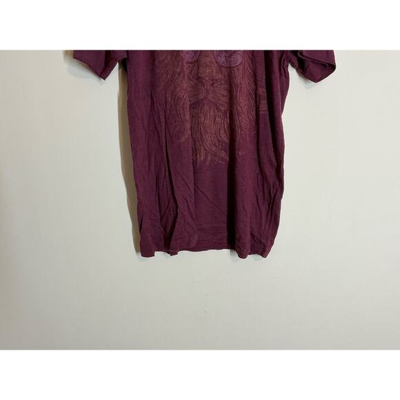 Marc Ecko Shirt Men L Burgundy Hell's Graphic Tee Short Sleeve Patch - Picture 2 of 5